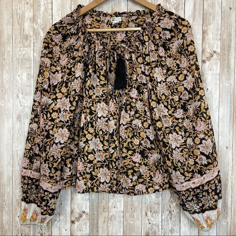 Billabong Long Sleeve Floral Boho Top Size Medium